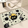 Black Cartoon Cat Door Mat for Living Room and Bedroom